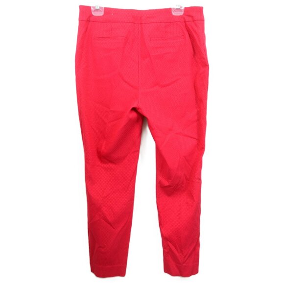 Chico's Red Textured Cropped Trousers Pockets Business Casual Office Size 12 (LG - Picture 3 of 10